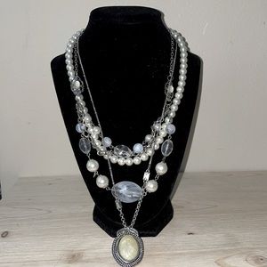 3 Silver Tone Pearly Necklaces